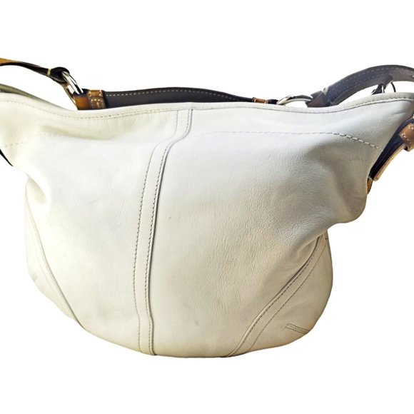 Coach Large Legacy White & Tan Leather Shoulder Bag #3651 - Picture 2 of 6